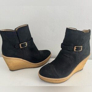 Stella McCartney Black faux suede rubber Wedge Ankle Boots bootie vegan size 38
